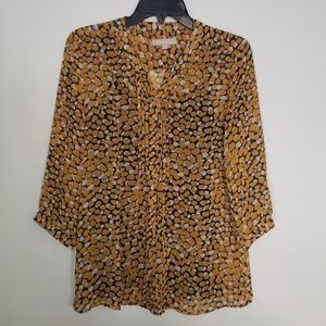 Banana Republic Yellow & Navy Blouse